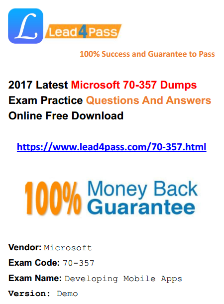 lead4pass 70-357 dumps